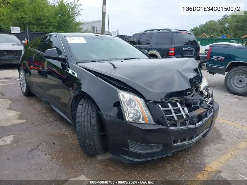 2012 Cadillac Cts Standard VIN: 1G6DC1E34C0150072 Lot: 40048703