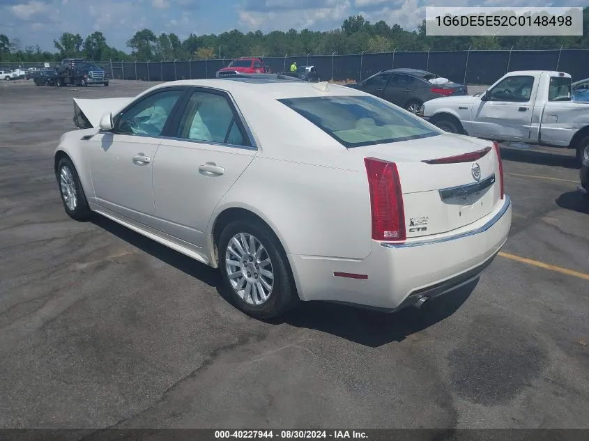 2012 Cadillac Cts Luxury VIN: 1G6DE5E52C0148498 Lot: 40227944