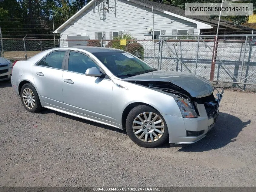 2012 Cadillac Cts Standard VIN: 1G6DC5E58C0149418 Lot: 40333446