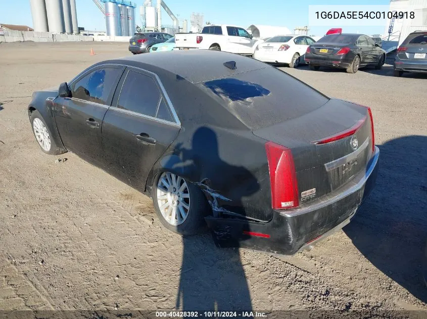 2012 Cadillac Cts Standard VIN: 1G6DA5E54C0104918 Lot: 40428392