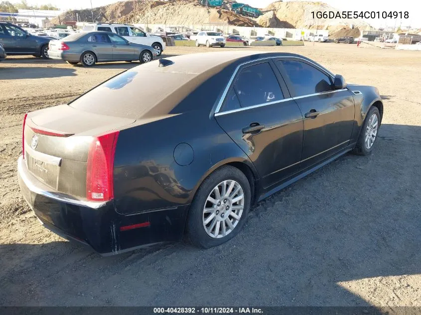 2012 Cadillac Cts Standard VIN: 1G6DA5E54C0104918 Lot: 40428392