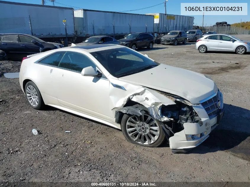 2012 Cadillac Cts Performance VIN: 1G6DL1E3XC0104231 Lot: 40650131