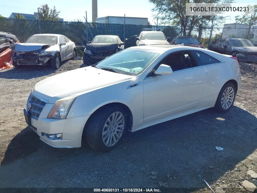 2012 Cadillac Cts Performance VIN: 1G6DL1E3XC0104231 Lot: 40650131