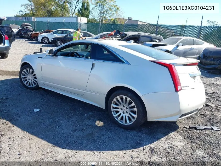 2012 Cadillac Cts Performance VIN: 1G6DL1E3XC0104231 Lot: 40650131