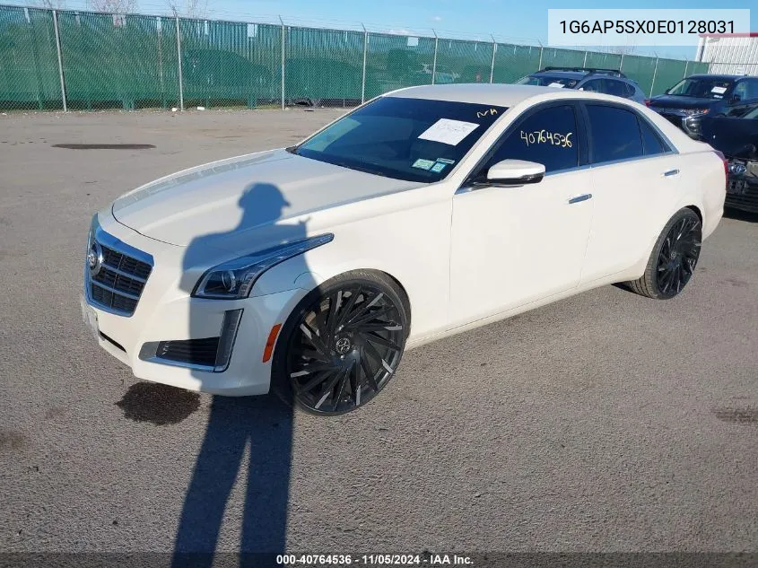 2014 Cadillac Cts Standard VIN: 1G6AP5SX0E0128031 Lot: 40764536