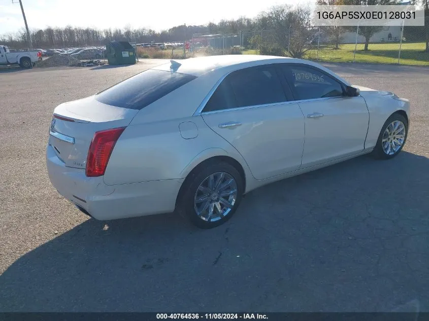 2014 Cadillac Cts Standard VIN: 1G6AP5SX0E0128031 Lot: 40764536