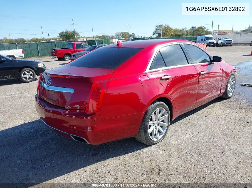 2014 Cadillac Cts Standard VIN: 1G6AP5SX6E0132892 Lot: 40781800