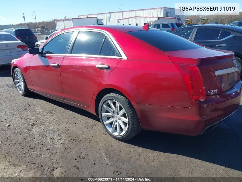 2014 Cadillac Cts Standard VIN: 1G6AP5SX6E0191019 Lot: 40823971