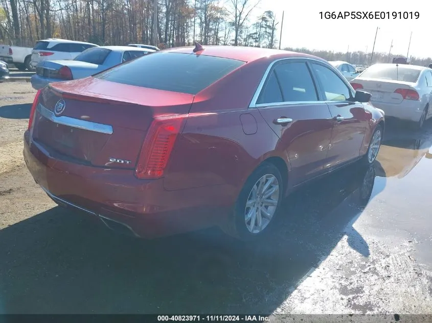 2014 Cadillac Cts Standard VIN: 1G6AP5SX6E0191019 Lot: 40823971