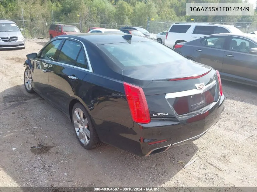 2015 Cadillac Cts Premium VIN: 1G6AZ5SX1F0142449 Lot: 40364587