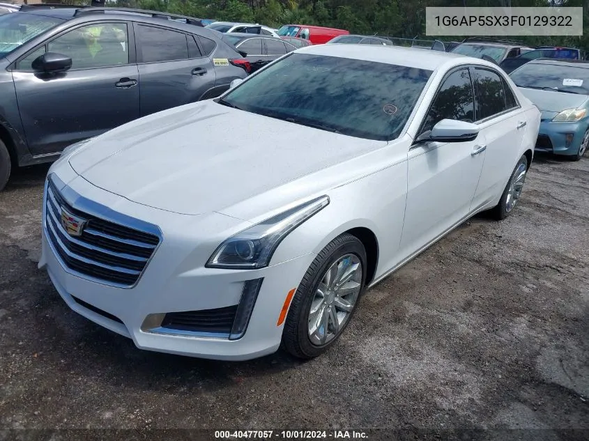 2015 Cadillac Cts VIN: 1G6AP5SX3F0129322 Lot: 40477057