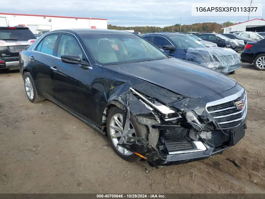 2015 Cadillac Cts Standard VIN: 1G6AP5SX3F0113377 Lot: 40700646