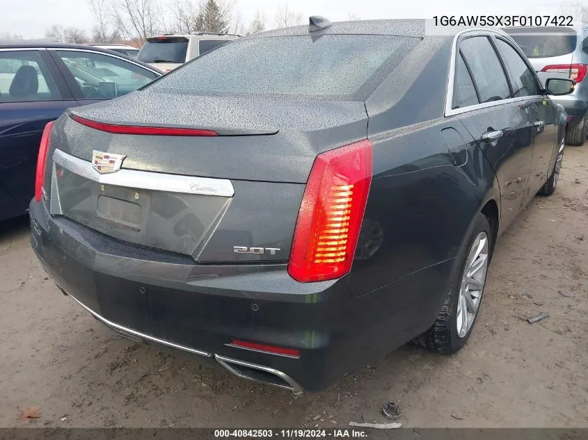 2015 Cadillac Cts Standard VIN: 1G6AW5SX3F0107422 Lot: 40842503