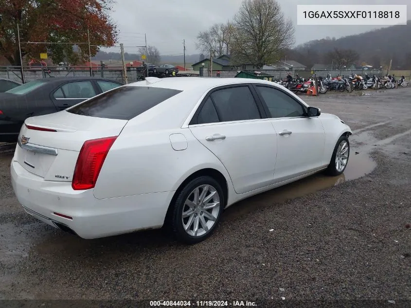 2015 Cadillac Cts Luxury VIN: 1G6AX5SXXF0118818 Lot: 40844034