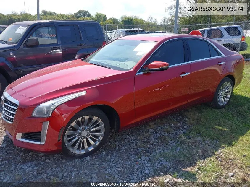 2016 Cadillac Cts Luxury Collection VIN: 1G6AR5SX3G0193274 Lot: 40469648