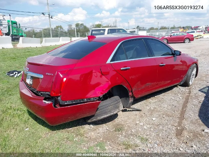 2016 Cadillac Cts Luxury Collection VIN: 1G6AR5SX3G0193274 Lot: 40469648