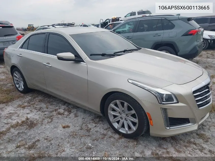 2016 Cadillac Cts Standard VIN: 1G6AP5SX6G0113665 Lot: 40614959