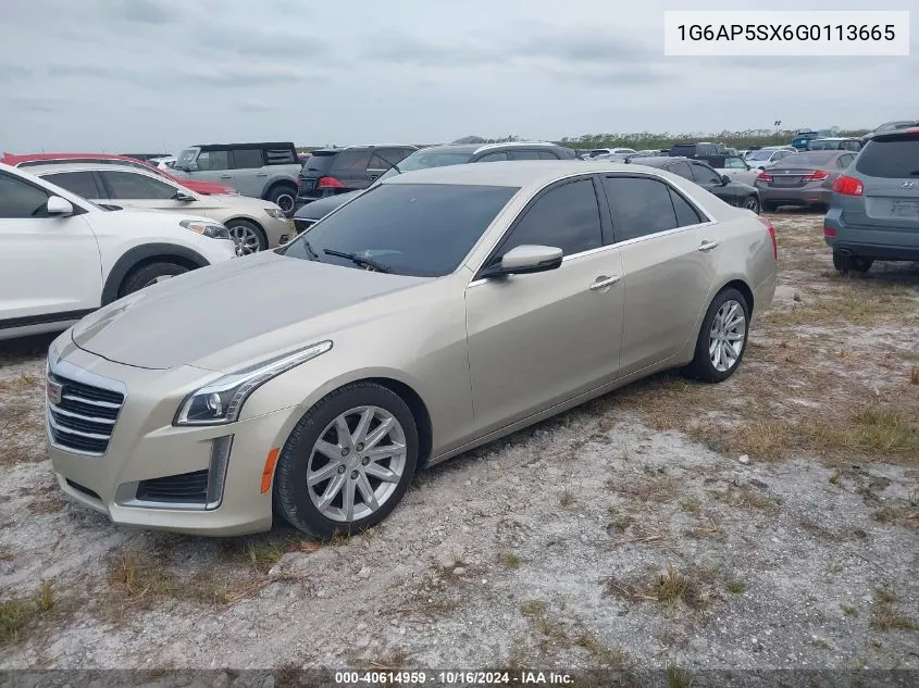 2016 Cadillac Cts Standard VIN: 1G6AP5SX6G0113665 Lot: 40614959