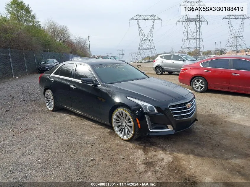 2016 Cadillac Cts Luxury Collection VIN: 1G6AX5SX3G0188419 Lot: 40831331