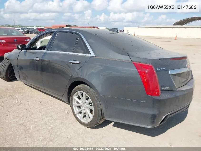 2017 Cadillac Cts VIN: 1G6AW5SX2H0147686 Lot: 40394488