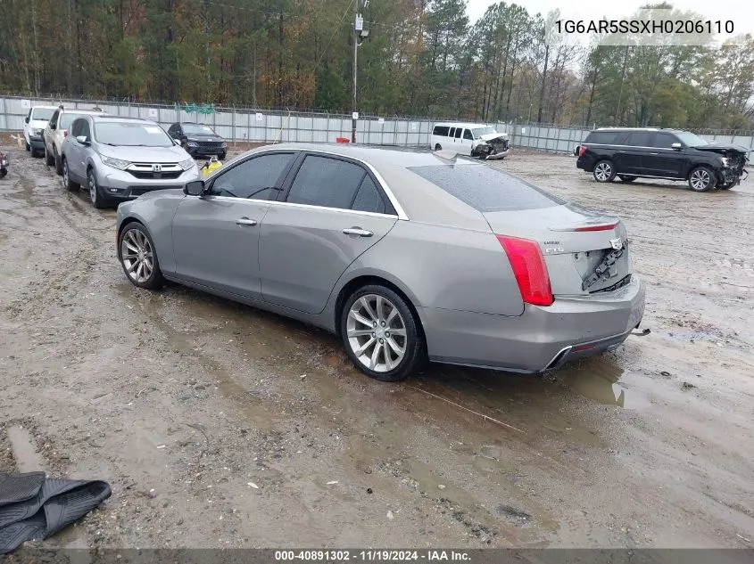 2017 Cadillac Cts Luxury VIN: 1G6AR5SSXH0206110 Lot: 40891302