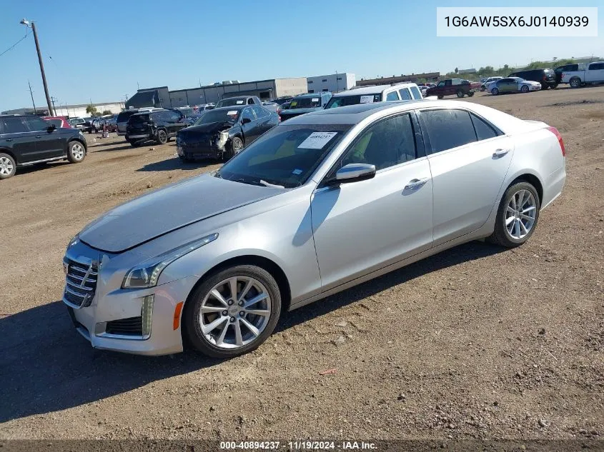 2018 Cadillac Cts Standard VIN: 1G6AW5SX6J0140939 Lot: 40894237