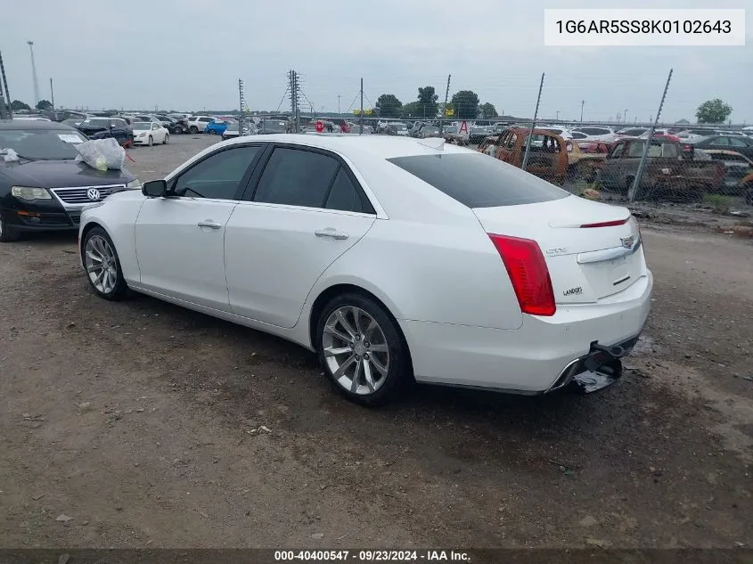 2019 Cadillac Cts Luxury VIN: 1G6AR5SS8K0102643 Lot: 40400547