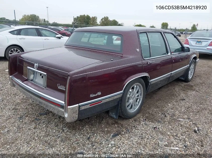 1991 Cadillac Deville VIN: 1G6CD53B5M4218920 Lot: 40453109