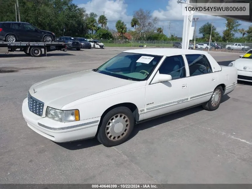 1998 Cadillac Deville Standard VIN: 1G6KD54Y5WU800680 Lot: 40646399