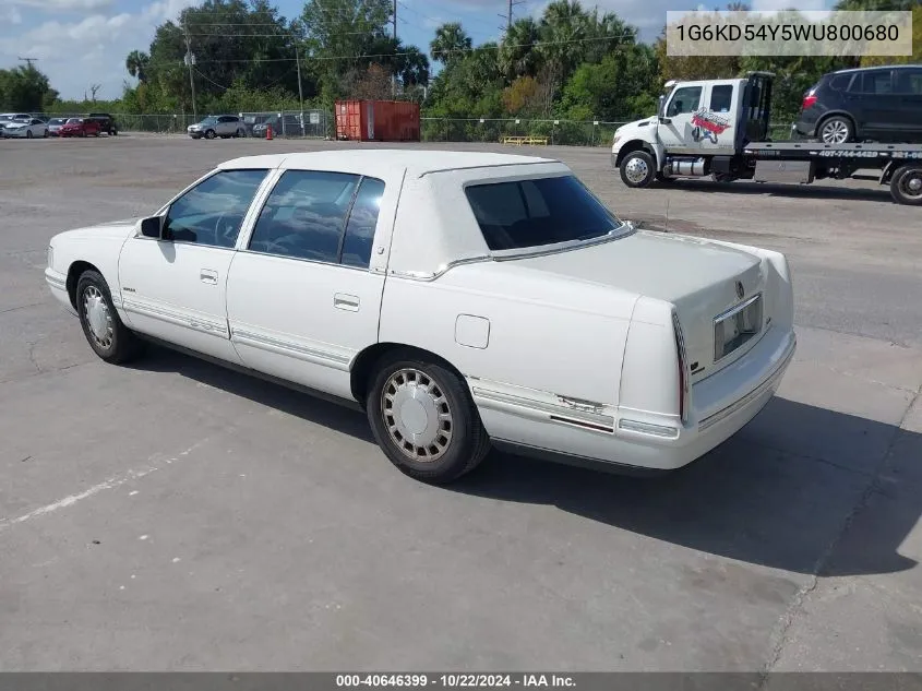 1998 Cadillac Deville Standard VIN: 1G6KD54Y5WU800680 Lot: 40646399