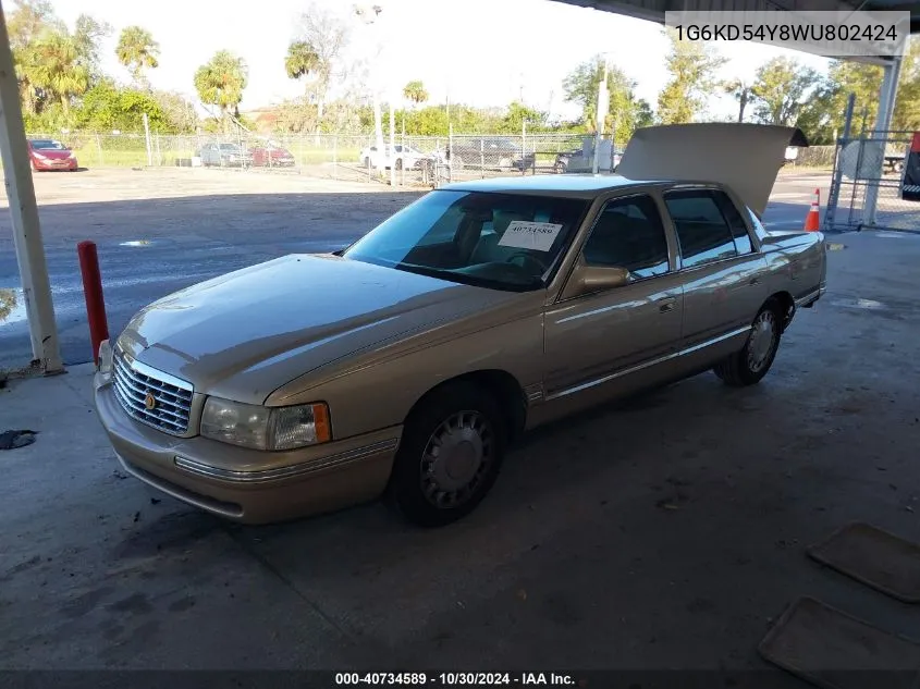 1998 Cadillac Deville Standard VIN: 1G6KD54Y8WU802424 Lot: 40734589