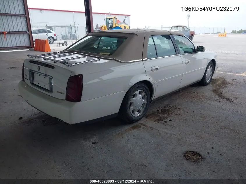 1G6KD54Y0YU232079 2000 Cadillac Deville Standard