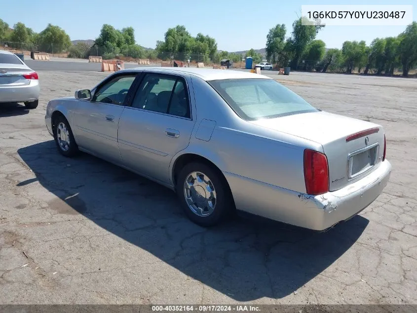 2000 Cadillac Deville Standard VIN: 1G6KD57Y0YU230487 Lot: 40352164