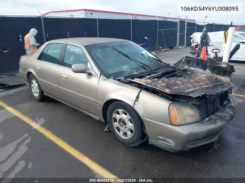 2000 Cadillac Deville VIN: 1G6KD54Y6YU308095 Lot: 40426210