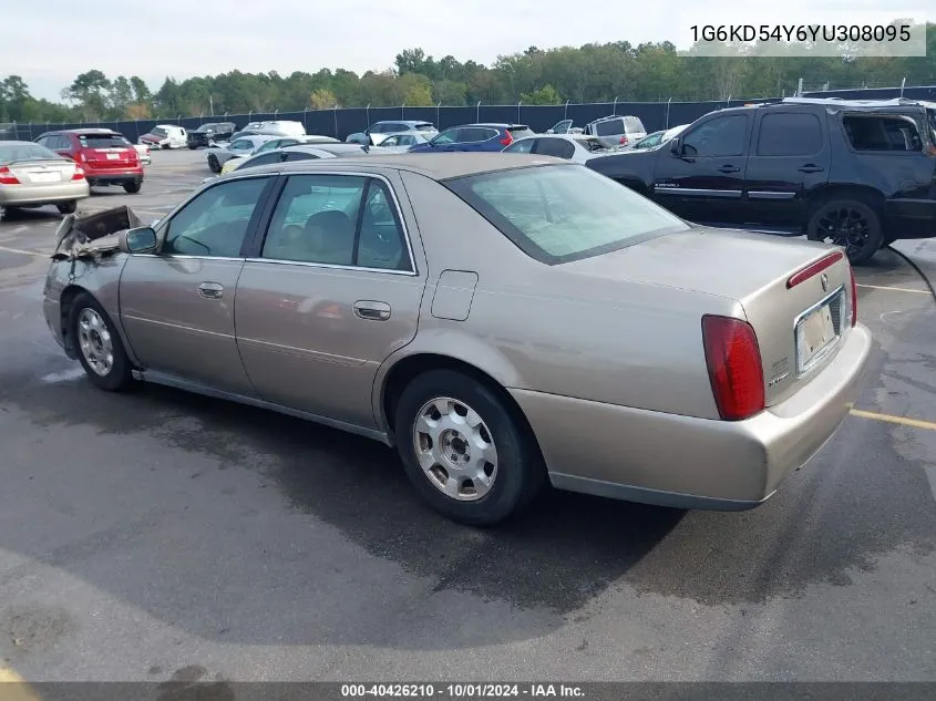 2000 Cadillac Deville VIN: 1G6KD54Y6YU308095 Lot: 40426210