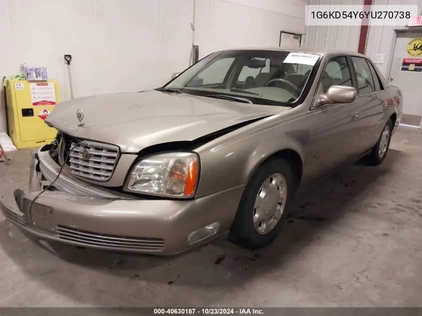 2000 Cadillac Deville Standard VIN: 1G6KD54Y6YU270738 Lot: 40630187