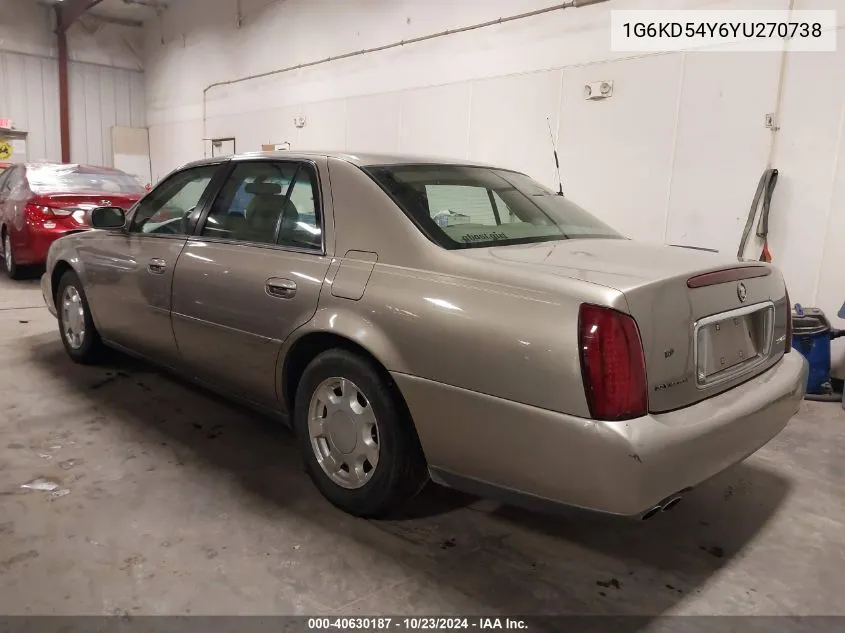 2000 Cadillac Deville Standard VIN: 1G6KD54Y6YU270738 Lot: 40630187