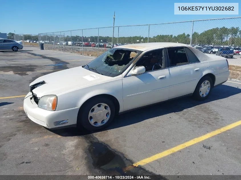 2000 Cadillac Deville Dhs VIN: 1G6KE57Y1YU302682 Lot: 40638714