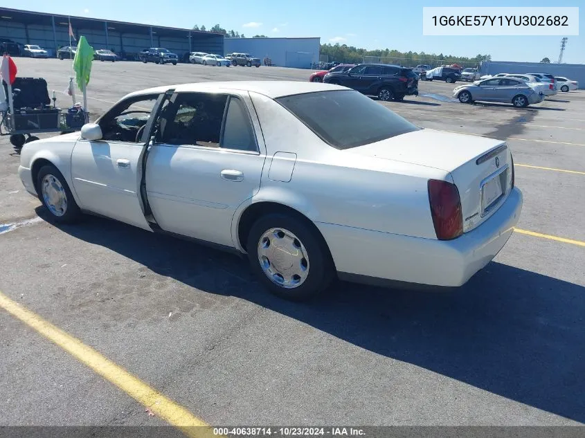 2000 Cadillac Deville Dhs VIN: 1G6KE57Y1YU302682 Lot: 40638714