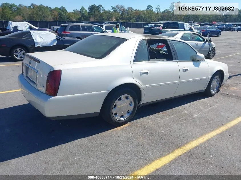 2000 Cadillac Deville Dhs VIN: 1G6KE57Y1YU302682 Lot: 40638714