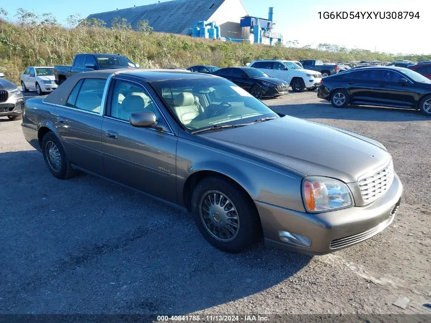 2000 Cadillac Deville Standard VIN: 1G6KD54YXYU308794 Lot: 40841785