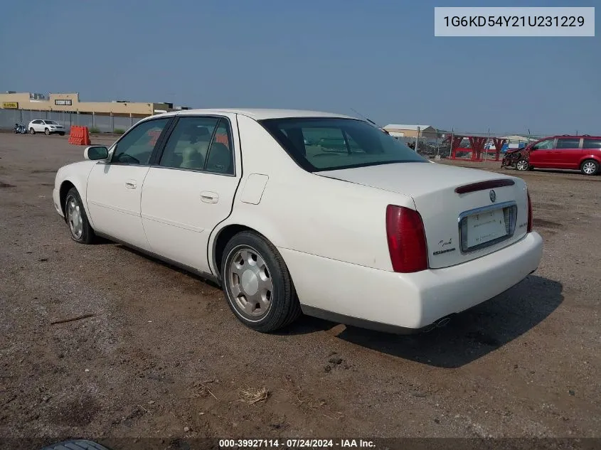 2001 Cadillac Deville Standard VIN: 1G6KD54Y21U231229 Lot: 39927114