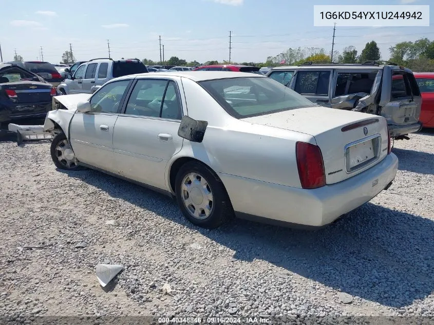 2001 Cadillac Deville Standard W/W20 VIN: 1G6KD54YX1U244942 Lot: 40348846