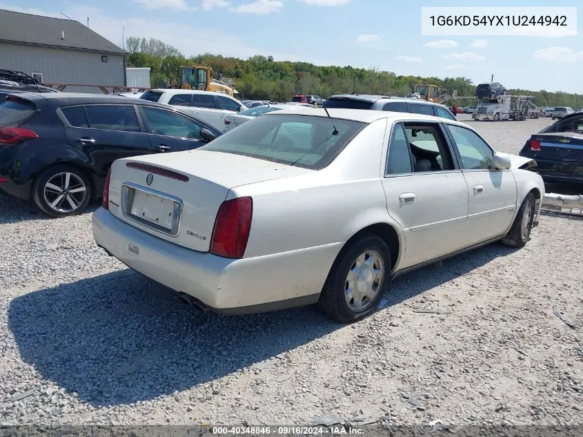 2001 Cadillac Deville Standard W/W20 VIN: 1G6KD54YX1U244942 Lot: 40348846