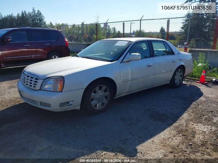 2001 Cadillac Deville Dts VIN: 1G6KF57951U143550 Lot: 40350385