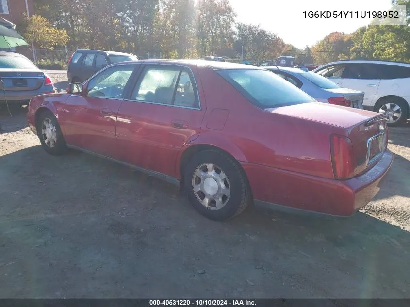 2001 Cadillac Deville Standard VIN: 1G6KD54Y11U198952 Lot: 40531220