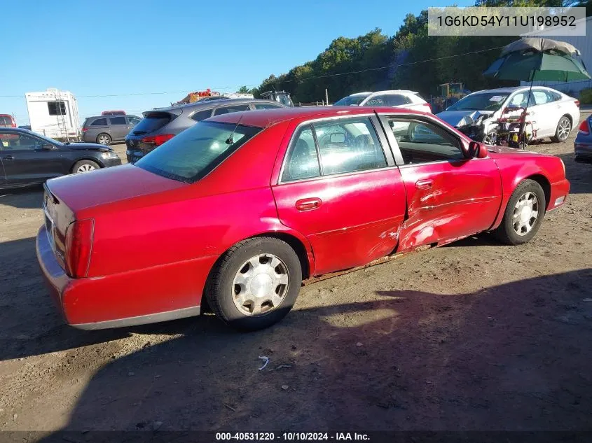 2001 Cadillac Deville Standard VIN: 1G6KD54Y11U198952 Lot: 40531220