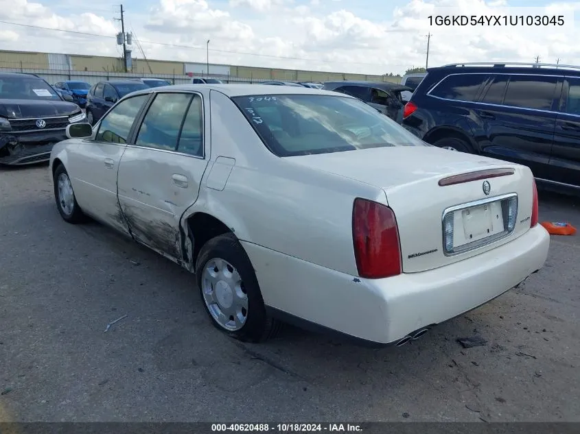 2001 Cadillac Deville Standard W/W20 VIN: 1G6KD54YX1U103045 Lot: 40620488