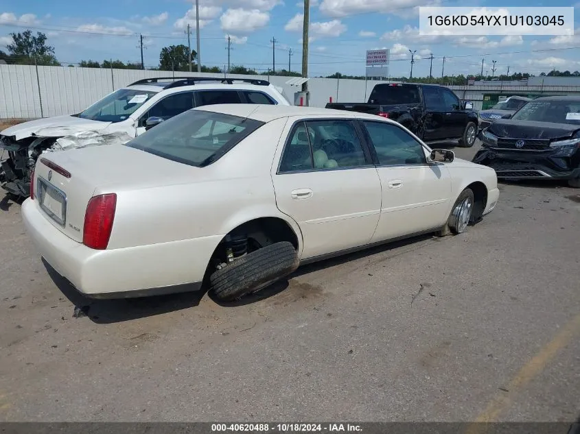 2001 Cadillac Deville Standard W/W20 VIN: 1G6KD54YX1U103045 Lot: 40620488