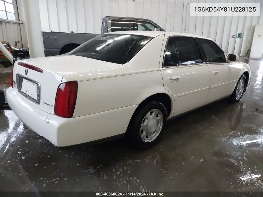 2001 Cadillac Deville Standard W/W20 VIN: 1G6KD54Y81U228125 Lot: 40860024